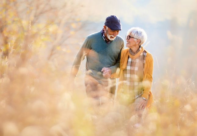Couple agé en promenade